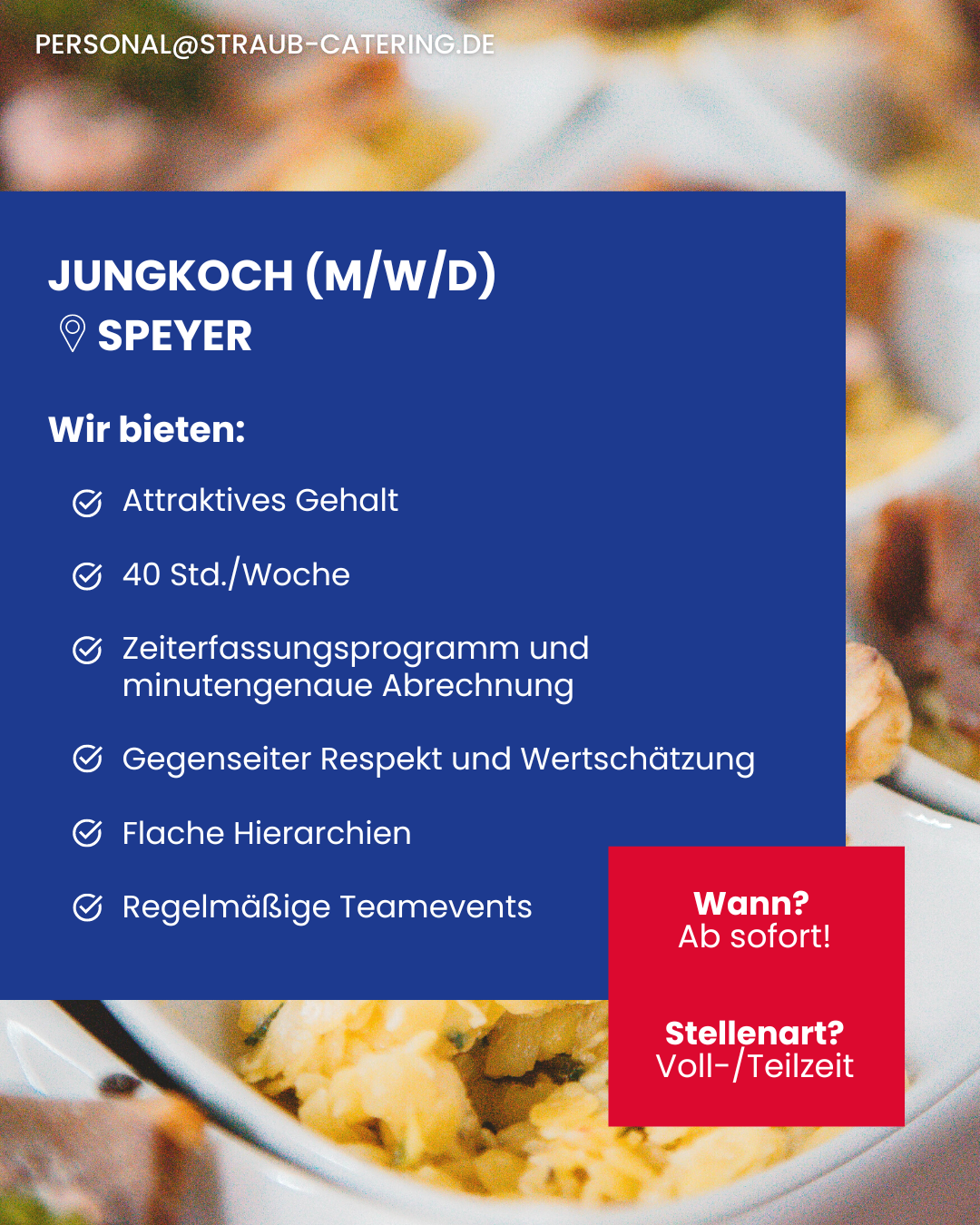 Stellenanzeige Jungkoch Straub Catering