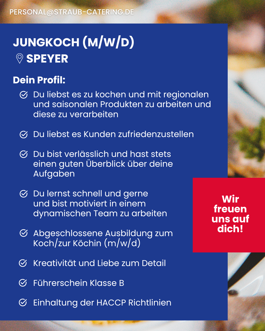 Stellenanzeige Jungkoch Straub Catering